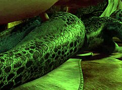 Şehvetli Argonian hizmetçi Skyrim 3D'de karın üstü anal alır