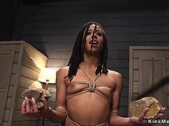 Små Titter Ebony Bundet og Fucked Hårdt