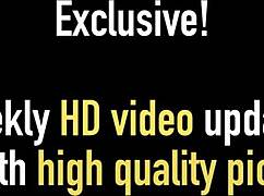 vicky vette strips for solo anal dildo play.