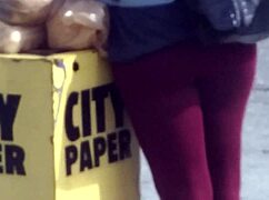 Enlig sort kvinde fanget på bussen efter shopping i USA