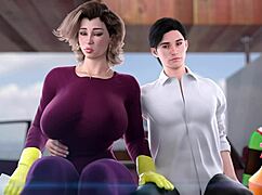 Vild utomhus threesome böjd över med stor kuk som stöter