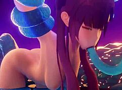 モナがスライムとワイルドヘンタイアニメアクションで戦う