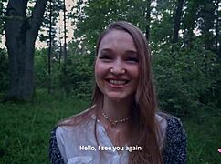 Mocny wytrysk pokrywa twarz seksownej nimfomanki w leśnej przygodzie część 2