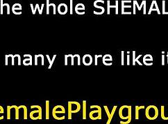 Το πουλί του ladyboy στάζει καυτό σπέρμα μετά solo παιχνίδι