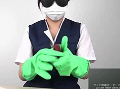 Bold Latex Glove Handjob by Asian Beauty