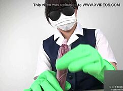 Bold Latex Glove Handjob by Asian Beauty