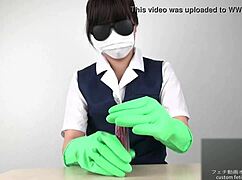 Bold Latex Glove Handjob by Asian Beauty