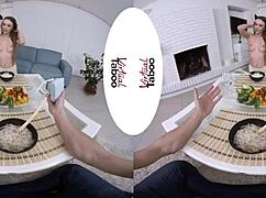 In this virtual taboo adventure, a brunette gets her ass fucked POV with a cock too big for her tight hole.