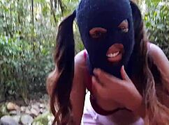 feeling the thrill of blowjob by hidden waterfall creampie