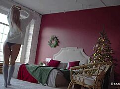 stacyq captures christmas stripping vibes with blonde teen berylq