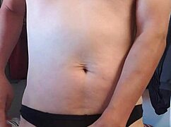 gay boy models new underwear in detailed view
