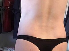 gay boy models new underwear in detailed view