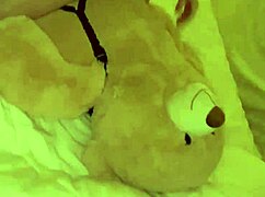 Does the wife ride teddy bear's strap on cock?