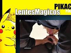 blonde with glasses gives blowjob to black guy