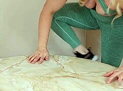 Sneaker unboxing and try on with heels and feet focus