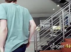 hot stud never imagined such a kinky redhead teen babe giving blowjob and pussy play