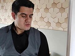 intimate handjob orgasm in front of mirror