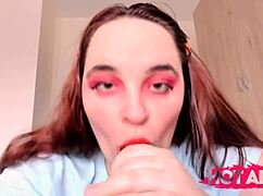 I love giving pov blowjob to that chubby teen girl with dildo toys