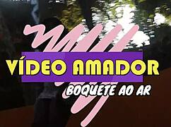 Russian brunette gives blowjob in public during corona pandemic at Sampa Rubens Badaro.