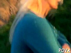 This teen nymph receives hot cumshots all over her mounds.