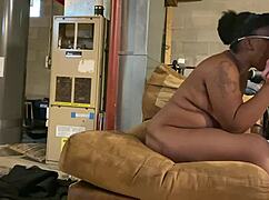 hey, that chubby ebony babe gets fucked hard by a big black guy in an interracial romp