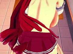 Rias Gremory, redhead anime character, in classroom setting DXD part 2 with POV view
