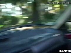 Cassandra rides in pink lingerie outdoors for hardcore cumshot