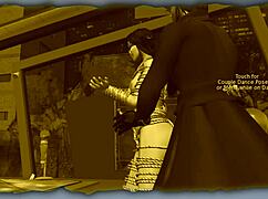 Bound in bondage while dancing