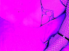 milf cums hard using dildo in fishnets and stockings