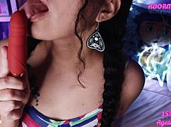 Agatha Dolly unboxes toy for intense double pleasure orgasm