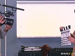 Britney Amber flashes big tits at school, gets cumshot!