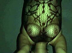Chubby Mexican Wife's Big Tits Bounce in Fishnets for Voyeur.