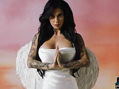 Busty Milf Joanna Angel Undresses Revealing Tattoos And Big Tits