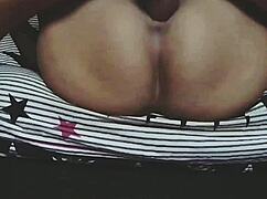 MILF amateur masturbates intensely with cum on pussy