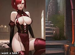 Cherry's Detailed Jerk Off Instructions in Hentai Game Session One with Big Tits