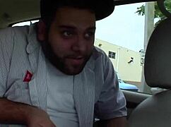 Once her body is oiled the brunette allows the big white object to stretch her interior