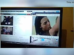 Mature shemale ladyboy blonde masturbates her cock on web chat