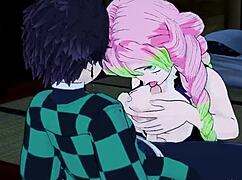 i watch tanjiro and mitsuri in kimetsu no yaiba hentai having sex blowjob handjob and cumshot uncensored