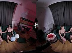 Dark room VR blowjob and handjob surprise