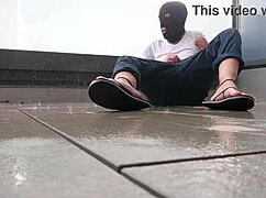 Masturbating Wet in the Rain on Balcony!