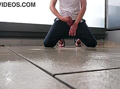 Masturbating Wet in the Rain on Balcony!