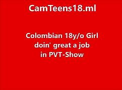 hey, this colombian teen strips and rubs her pussy on cam