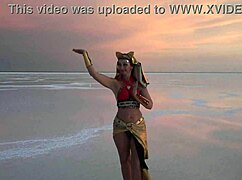 mature women dancing under pink sky with white salt