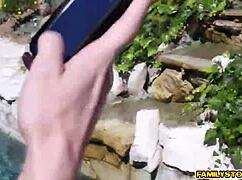 emma rubs and sucks richie's monster cock deep throat style with brunette teen passion