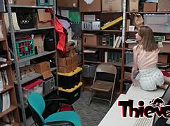 Petite babe swallows big cock