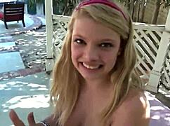 Blonde Petite Teen Lesbian Licks Pussy Outdoors After Fingering