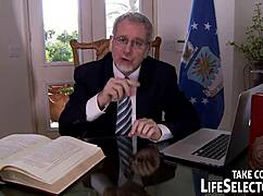 milf housewife gives blowjob and titty fuck to boss