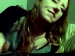 Amateur redhead performs hand job on client