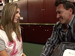 Blonde struggles to resist her older boss's charm