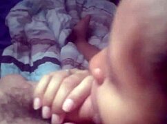 I watch my super petite latina wife suck dick so gud, brunette beauty, cumshot at end